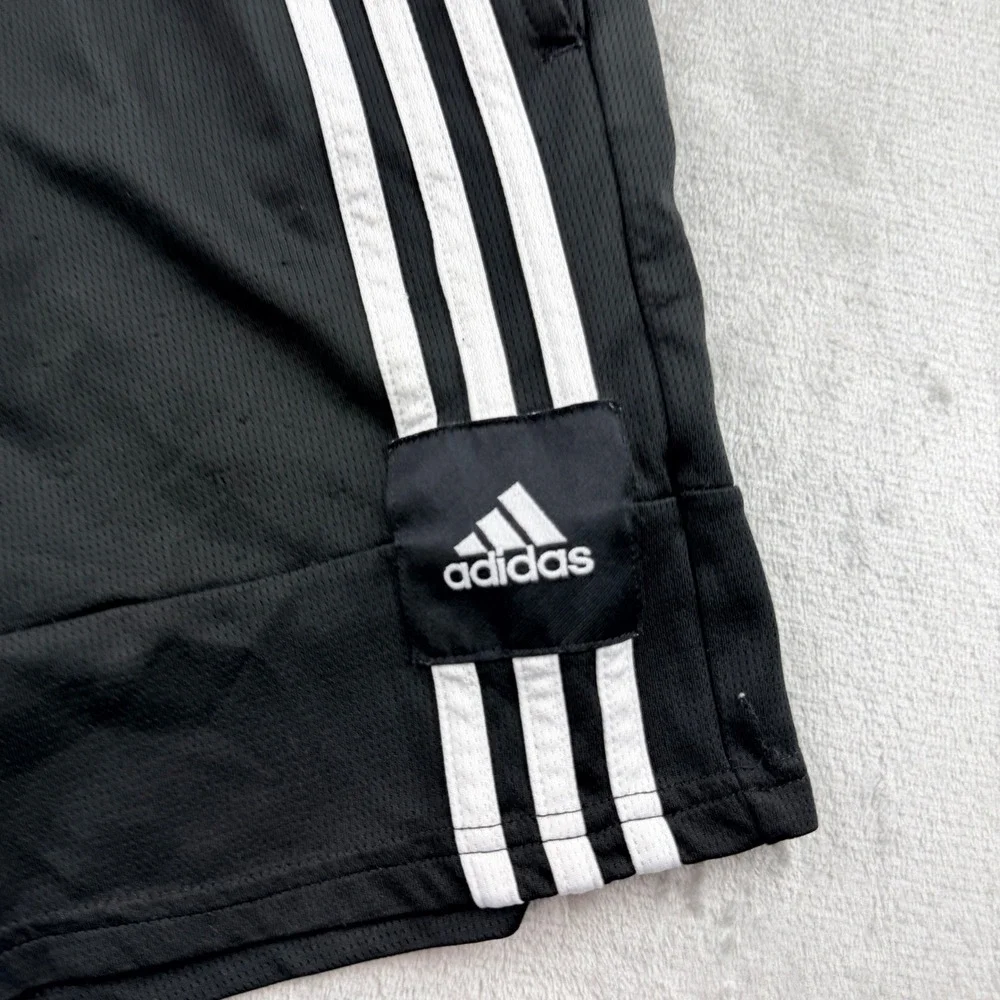 Adidas Boys Black White 3-Stripe Athletic Shorts Size 10/12 AH5503
